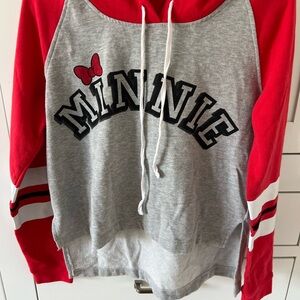 Minnie, mouse, red and gray hoodie
